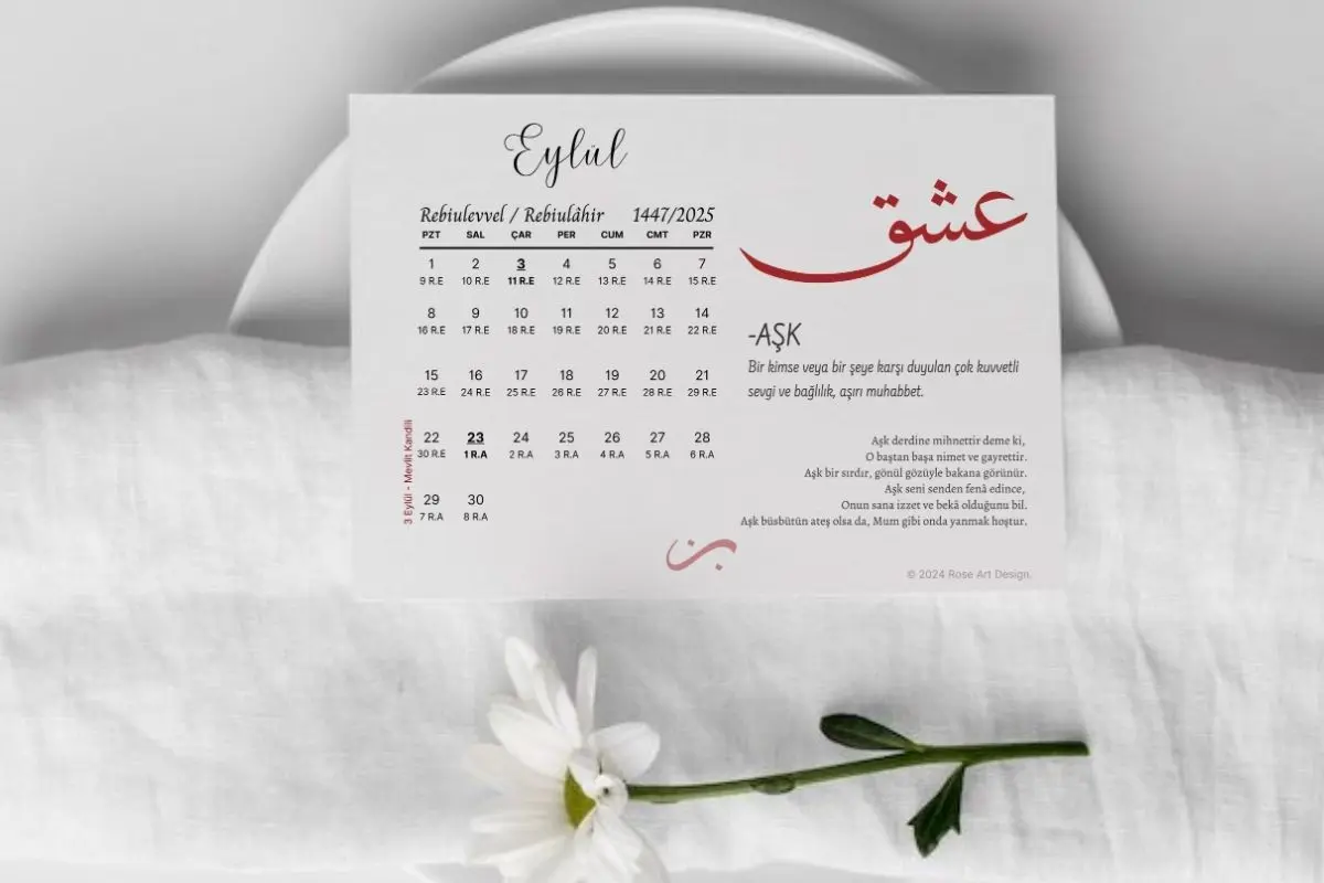 Hicri ve Miladi tarihleri içeren 12 aylık masaüstü takvim
